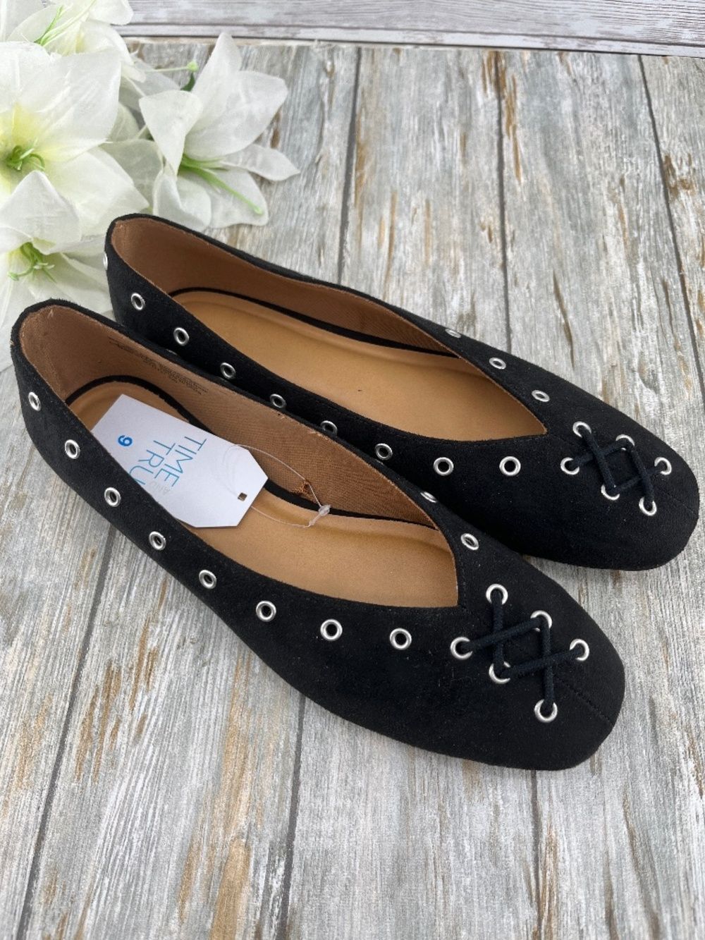 Women’s Faux Suede Corset Ballet Flats Shoes Size 9